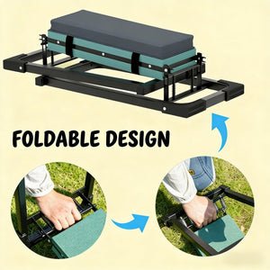 English Elm Heavy Duty Folding Garden Kneeler Seat with Steel Frame Eva Foam Pad and Tool Pouch T3971P476200