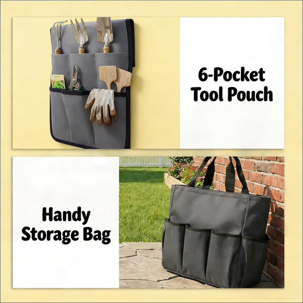 English Elm Heavy Duty Folding Garden Kneeler Seat with Steel Frame Eva Foam Pad and Tool Pouch T3971P476200