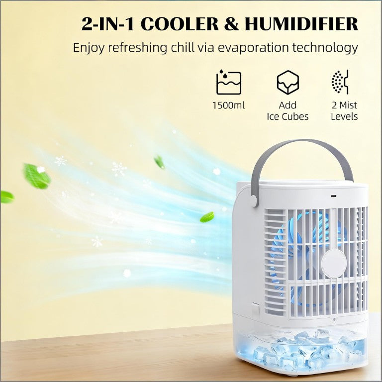 English Elm Mini Desktop Air Cooler with RGB Light Mist Humidifier and USB Fan for Home Office T3971P486731