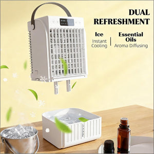 English Elm Mini Desktop Air Cooler with RGB Light Mist Humidifier and USB Fan for Home Office T3971P486731