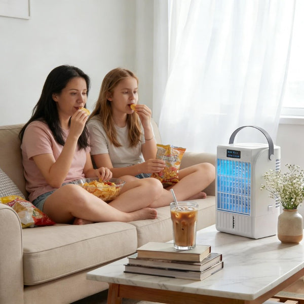 English Elm Mini Desktop Air Cooler with RGB Light Mist Humidifier and USB Fan for Home Office T3971P486731