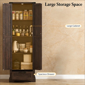 English Elm Classic Farmhouse Pantry Cabinet Barn Door Style with Drawer and Adjustable Shelves T3971P489403