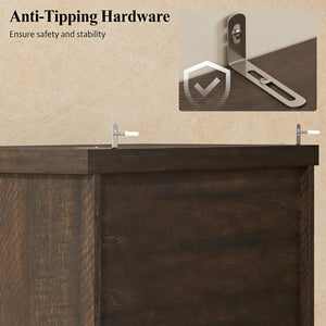 English Elm Classic Farmhouse Pantry Cabinet Barn Door Style with Drawer and Adjustable Shelves T3971P489403