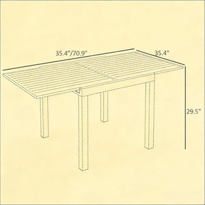 English Elm Outdoor Expandable Aluminum Dining Table Seats Six with Slatted Patio Design T3971P491126