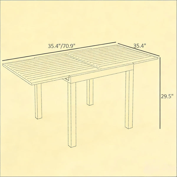 English Elm Outdoor Expandable Aluminum Dining Table Seats Six with Slatted Patio Design T3971P491126