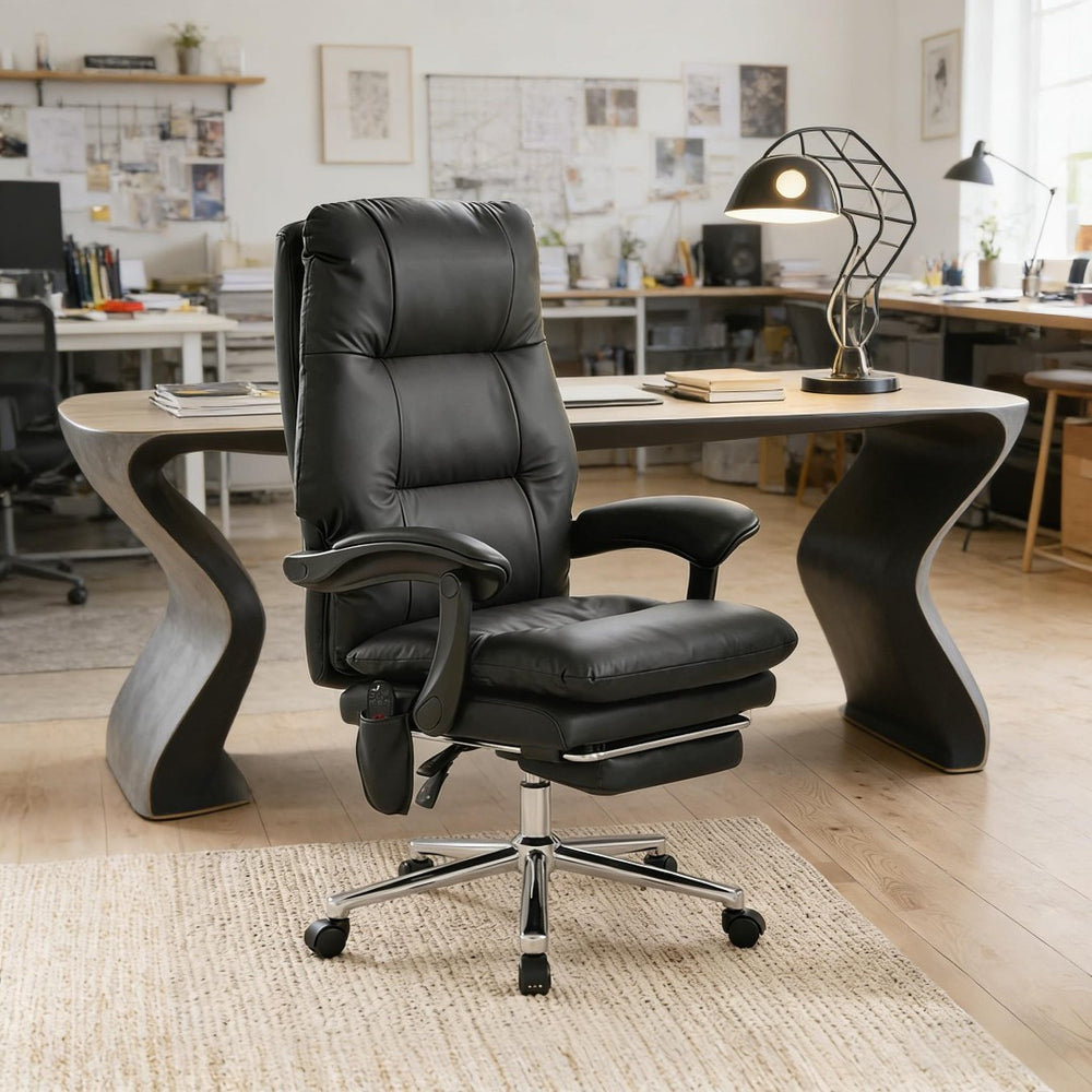 English Elm Ergonomic Executive Reclining Office Chair with Massage Faux Leather Pocket Spring Seat T3971P491969