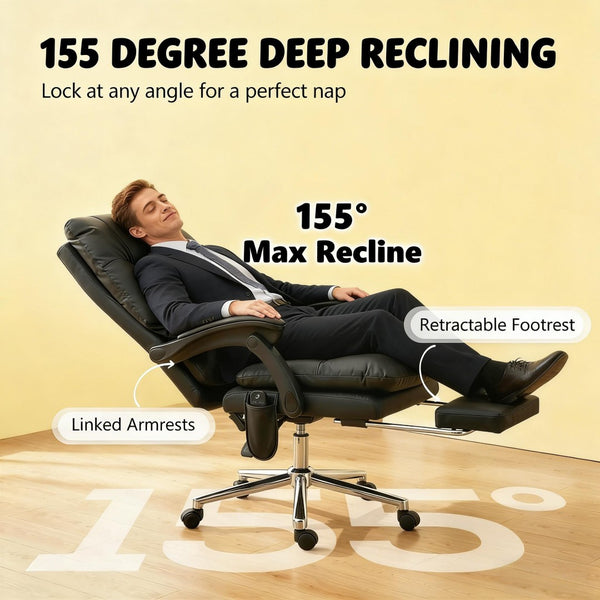 English Elm Ergonomic Executive Reclining Office Chair with Massage Faux Leather Pocket Spring Seat T3971P491969