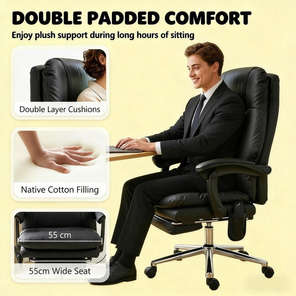 English Elm Ergonomic Executive Reclining Office Chair with Massage Faux Leather Pocket Spring Seat T3971P491969