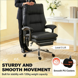 English Elm Ergonomic Executive Reclining Office Chair with Massage Faux Leather Pocket Spring Seat T3971P491969