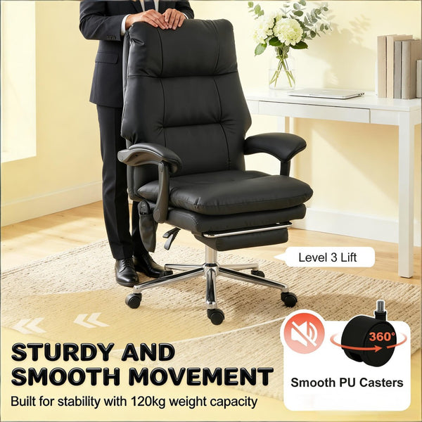 English Elm Ergonomic Executive Reclining Office Chair with Massage Faux Leather Pocket Spring Seat T3971P491969