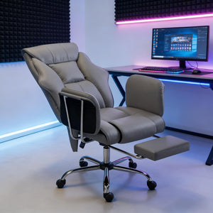English Elm Sodt Ergonomic Executive Chair with Massage Pu Leather High Back and Footrest T3971P492033