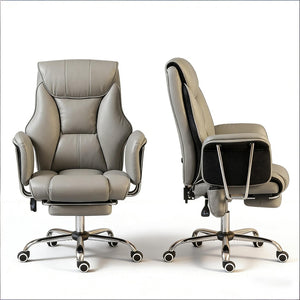 English Elm Sodt Ergonomic Executive Chair with Massage Pu Leather High Back and Footrest T3971P492033