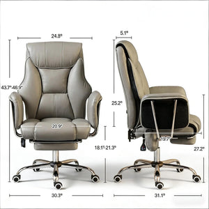 English Elm Sodt Ergonomic Executive Chair with Massage Pu Leather High Back and Footrest T3971P492033