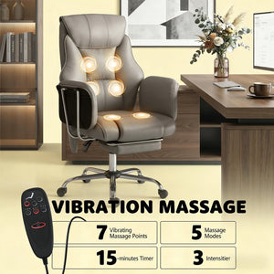 English Elm Sodt Ergonomic Executive Chair with Massage Pu Leather High Back and Footrest T3971P492033