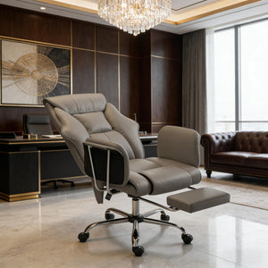 English Elm Sodt Ergonomic Executive Chair with Massage Pu Leather High Back and Footrest T3971P492033