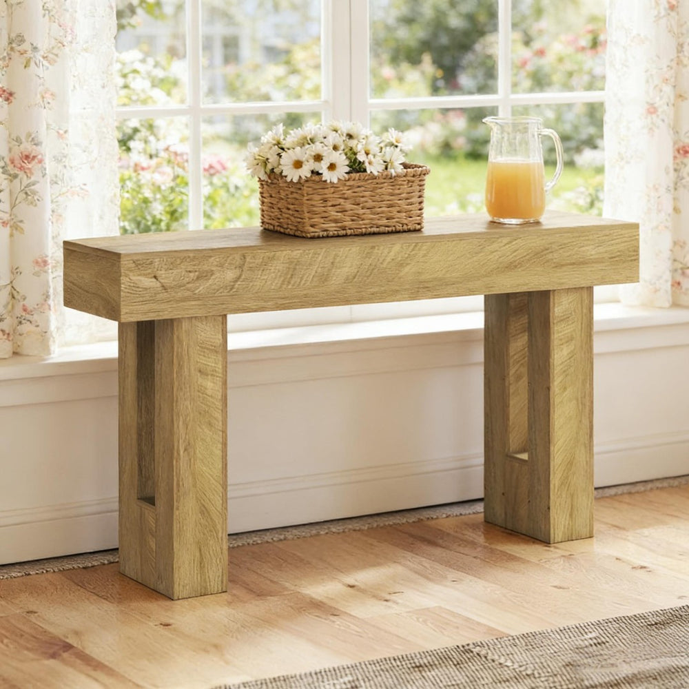 English Elm Esthetic Farmhouse Console Table Oak Finish Slim Sofa Entryway Hallway Display T3971P492326