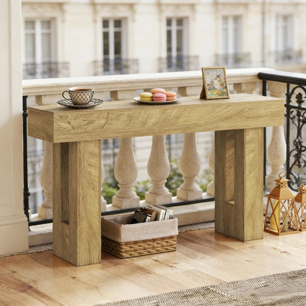 English Elm Esthetic Farmhouse Console Table Oak Finish Slim Sofa Entryway Hallway Display T3971P492326
