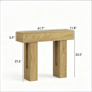 English Elm Narrow Farmhouse Console Table Slim Oak Finish Sofa or Entryway Accent with Lower Shelf T3971P500034