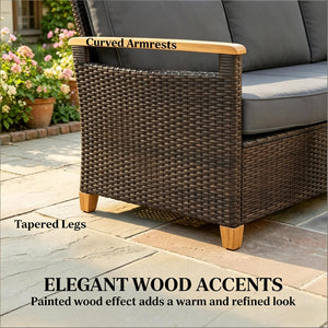 English Elm Comfort Outdoor PE Wicker Three Seat Sofa with Deep Cushions for Patio Living T3971P502089