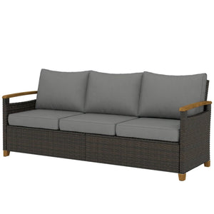 English Elm Comfort Outdoor PE Wicker Three Seat Sofa with Deep Cushions for Patio Living T3971P502089