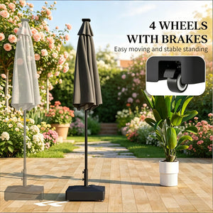English Elm Fillable Outdoor Umbrella Stand with Wheels Heavy Duty Hdpe Patio Base 134 Lb T3971P502369