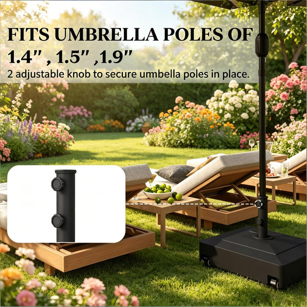 English Elm Fillable Outdoor Umbrella Stand with Wheels Heavy Duty Hdpe Patio Base 134 Lb T3971P502369