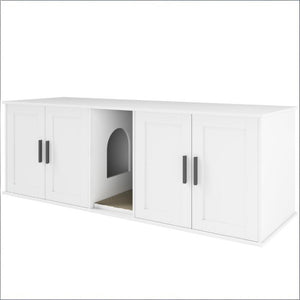 English Elm Multifunctional Hidden Litter Box Cabinet MDF Console TV Stand for Two Cats T3971P504035