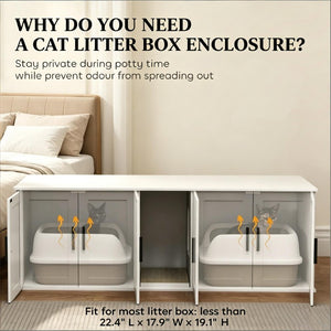 English Elm Multifunctional Hidden Litter Box Cabinet MDF Console TV Stand for Two Cats T3971P504035