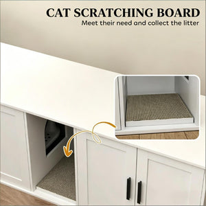 English Elm Multifunctional Hidden Litter Box Cabinet MDF Console TV Stand for Two Cats T3971P504035