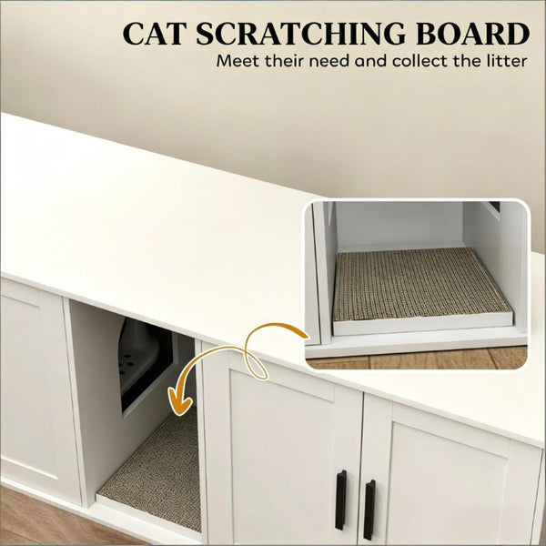 English Elm Multifunctional Hidden Litter Box Cabinet MDF Console TV Stand for Two Cats T3971P504035