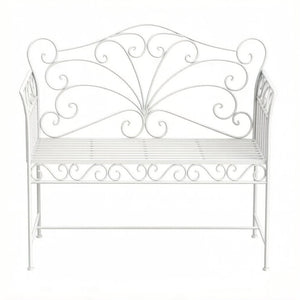 English Elm Outdoor Steel Wire Garden Bench Ornate Scrollwork Powder Coated Two Seat Porch Accent T3971P507982