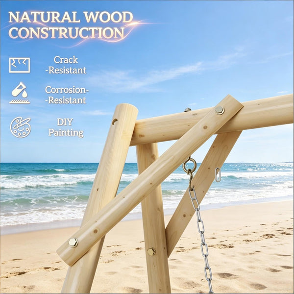 English Elm A-frame Fir Wood Porch Swing Stand Outdoor Garden Frame Supporting up to 660 Lbs T3971P508402