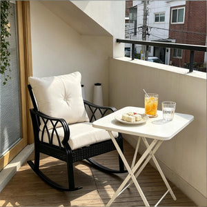 English Elm Classic Woven Pe Rattan Outdoor Rocker with Thick Cushions and Aluminum Frame T3971P508662