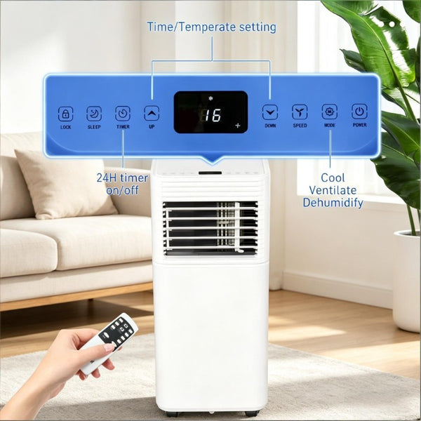 English Elm 4-In-1 Portable Air Conditioner 8000 BTU Cools 344 Sq Ft with Sleep Mode Timer T3971P508803