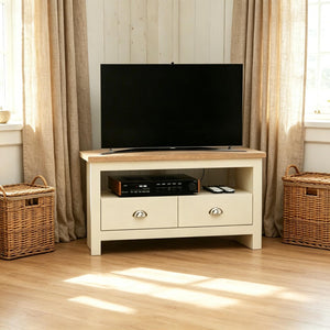 English Elm Tv Corner Stand with Two Drawers Space Saving Mdf Cabinet for Living Room T3971P508861