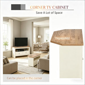 English Elm Tv Corner Stand with Two Drawers Space Saving Mdf Cabinet for Living Room T3971P508861