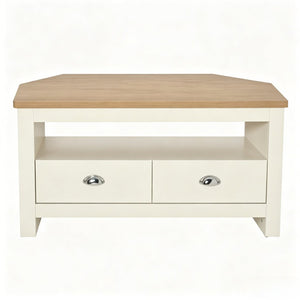 English Elm Tv Corner Stand with Two Drawers Space Saving Mdf Cabinet for Living Room T3971P508861