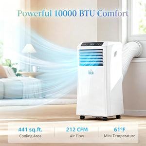 English Elm Modern 10000 BTU Rolling Room Air Conditioner with Sleep Mode and Remote Control Portable T3971P508954