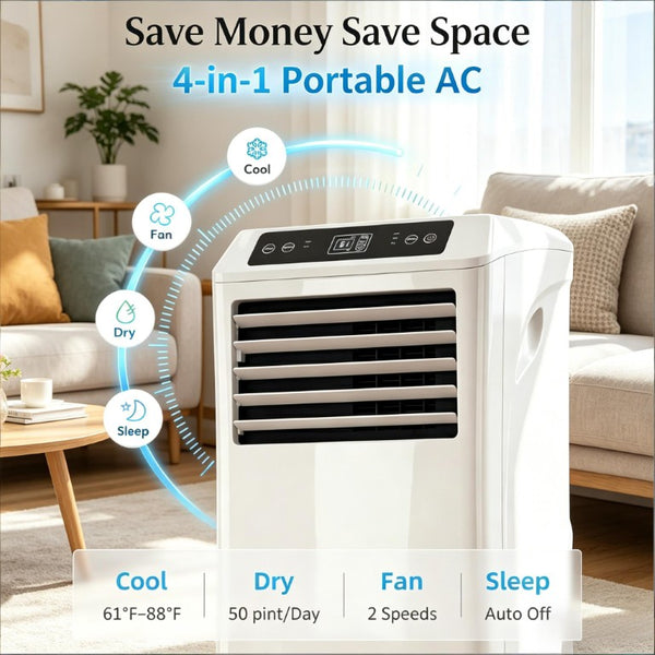 English Elm Modern 10000 BTU Rolling Room Air Conditioner with Sleep Mode and Remote Control Portable T3971P508954