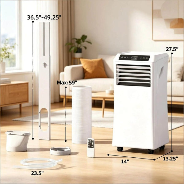 English Elm Modern 10000 BTU Rolling Room Air Conditioner with Sleep Mode and Remote Control Portable T3971P508954