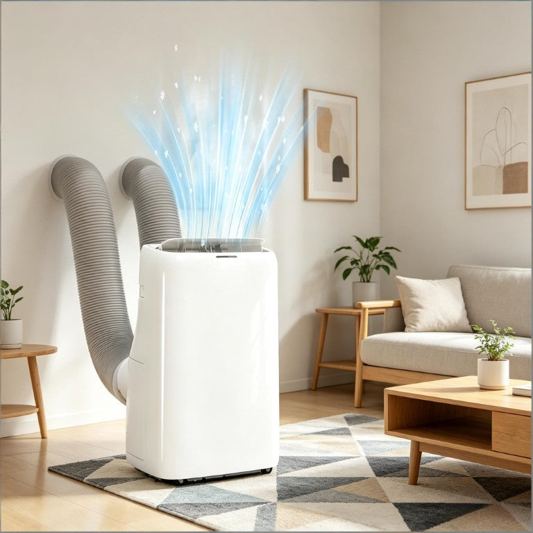 English Elm Powerful Dual Hose Portable Inverter AC Unit Cools up to 700 Square Feet Efficiently T3971P509552