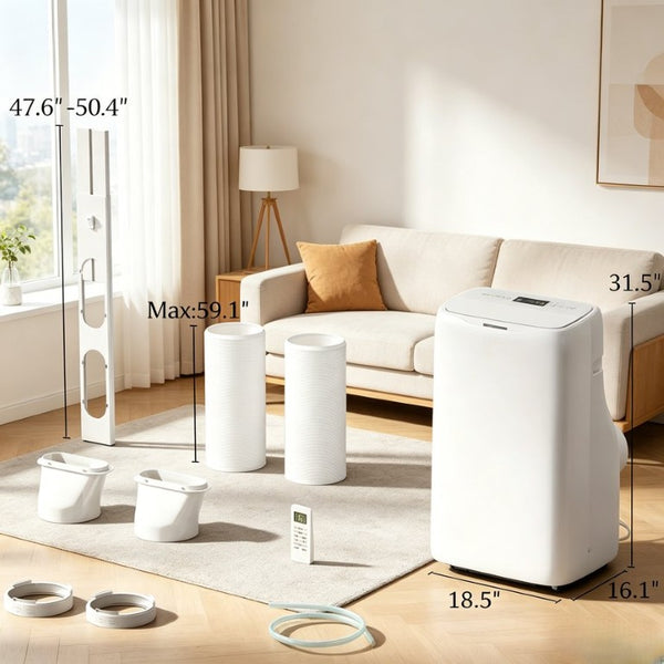 English Elm Powerful Dual Hose Portable Inverter AC Unit Cools up to 700 Square Feet Efficiently T3971P509552