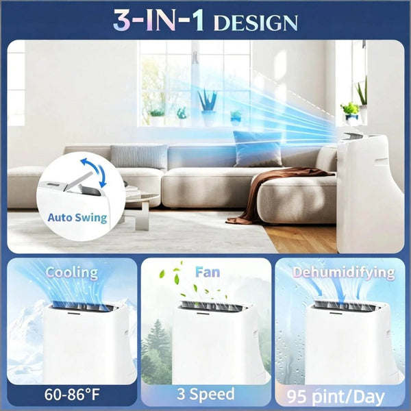 English Elm Powerful Dual Hose Portable Inverter AC Unit Cools up to 700 Square Feet Efficiently T3971P509552