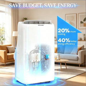 English Elm Powerful Dual Hose Portable Inverter AC Unit Cools up to 700 Square Feet Efficiently T3971P509552