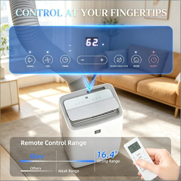 English Elm Five-In-One Portable Air Conditioner 12000 BTU Cools Dehumidifies up to 550 Sq Ft T3971P509555
