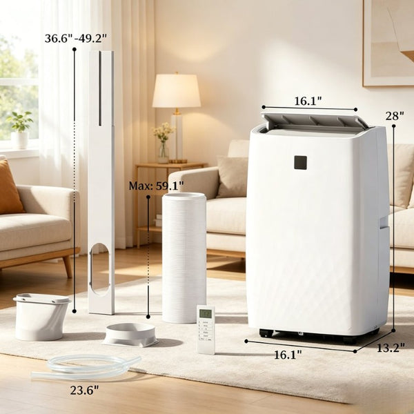 English Elm Five-In-One Portable Air Conditioner 12000 BTU Cools Dehumidifies up to 550 Sq Ft T3971P509555