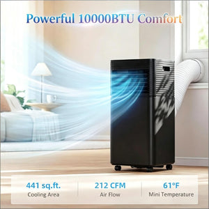 English Elm Modern Portable Air Conditioner 10000 BTU Rolling Unit for Apartments and Home Offices T3971P509603