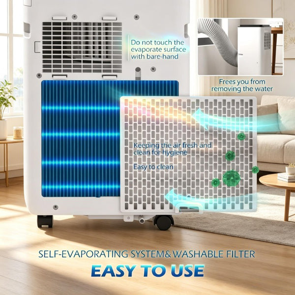 English Elm Air Conditioner Portable Unit 10000 BTU Cools 440 Sq Ft with Sleep and Dehumidify Modes White T3971P509605