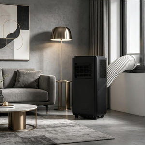 English Elm Air Conditioner Portable Unit 10000 BTU Cools 440 Sq Ft with Sleep and Dehumidify Modes Black T3971P509607