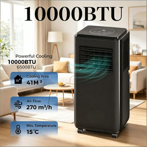 English Elm Air Conditioner Portable Unit 10000 BTU Cools 440 Sq Ft with Sleep and Dehumidify Modes Black T3971P509607